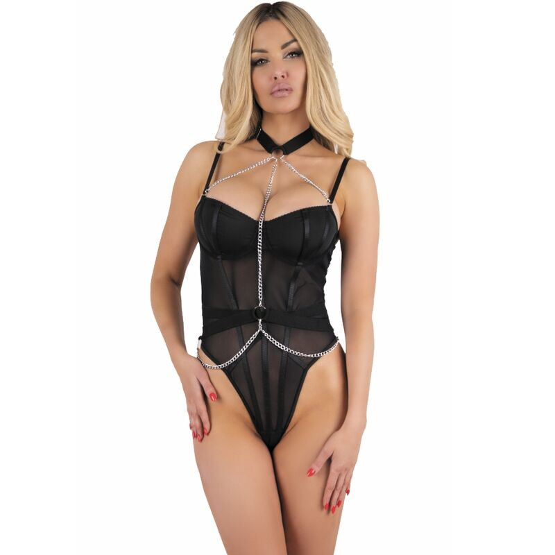 LIVCO CORSETTI FASHION - RUBIKA LC XG079 BODY WITH CHOKER BLACK L