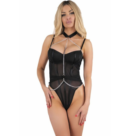 LIVCO CORSETTI FASHION - MELISENDA CF 1709 SZLAFROK + KOSZULKA + STRINGI CZARNY S