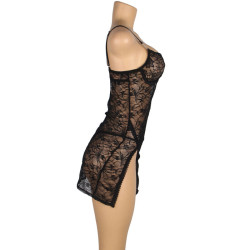 SUBBLIME - 954185 KORONKOWA BABYDOLL Z REGULOWANYMI RAMIĄCZKAMI CZARNY S/M