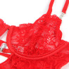 SUBBLIME - 954208 KORONKOWA BABYDOLL Z REGULOWANYMI RAMIĄCZKAMI CZERWONY S/M