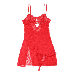 SUBBLIME - 954215 LACE BABYDOLL WITH ADJUSTABLE STRAPS RED L/XL