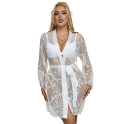 SUBBLIME - 954369 KOSZULKA NOCNA Z DŁUGIM RĘKAWEM I WZOREM KWIATOWYM BIAŁA S/M