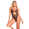 SUBBLIME - 955212 TRANSPARENT BODYSUIT WITH BLACK HOLLOW LACE S/M