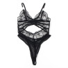 SUBBLIME - 955212 TRANSPARENT BODYSUIT WITH BLACK HOLLOW LACE S/M
