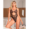 SUBBLIME - 955212 TRANSPARENT BODYSUIT WITH BLACK HOLLOW LACE S/M