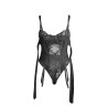SUBBLIME - 955502 BODY KORONKOWE Z KOKARDKAMI I PODWIĄZKAMI CZARNE L/XL