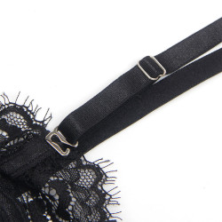 SUBBLIME - 955502 BODY DE RENDA COM LAÇOS E LIGAS PRETO L/XL