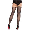 LEG AVENUE - BAS SANS PIEDS EN DENTELLE FLORALE NOIR