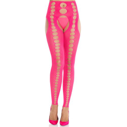 LEG AVENUE - BEZ RAMIĄCZEK I SZWÓW NIEPRZEJMUJĄCE POŃCZOCHY NEONOWE RÓŻOWE