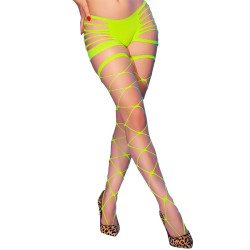 CHILIROSE - CR 4867 NEONOWE ZIELONE RAJSTOPY RYBACKIE Z DZIURKAMI