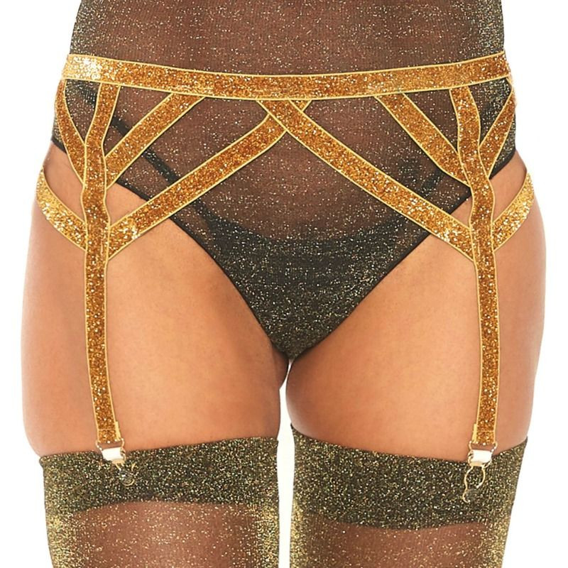 LEG AVENUE - ELASTISCHER STRUMPFGÜRTEL AUS LUREX, EINE GRÖSSE LEG AVENUE - ELASTISCHER STRUMPFGÜRTEL AUS LUREX, EINE GRÖSSE