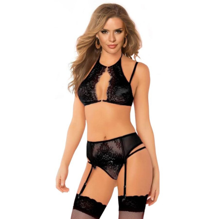 QUEEN LINGERIE - BIUSTONOSZ + ZESTAW DO PODWIAZEK I STRINGI ROZMIAR L/XL