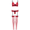 LEG AVENUE - SET TRES PIEZAS DE ENCAJES TALLA ÚNICA - ROJO