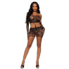 LEG AVENUE - VESTIDO DE ENCAJES Y GUANTES TALLA ÚNICA - NEGRO