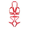 LEG AVENUE - KINK - IMBRACATURA CON O-RING CON BORCHIE TEDDY TAGLIA M - ROSSO