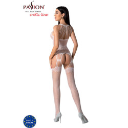 PASSION - BS095 BIALY BODYSTOCKING JEDEN ROZMIAR