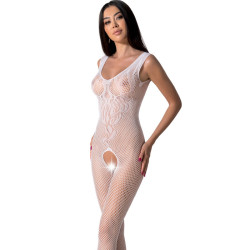 PASSION - BS098 BIALY BODYSTOCKING JEDEN ROZMIAR