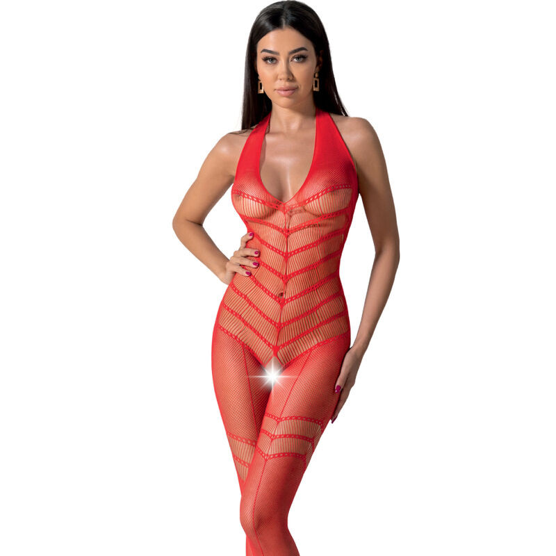 PASSION - BS100 BODYSTOCKING CZERWONY JEDEN ROZMIAR
