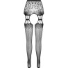 PASSION - S027 COLLANT NERO CON GIARRETTIERA TAGLIA UNICA