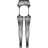 PASSION - S029 BLACK TIGHTS WITH GARTER ONE SIZE