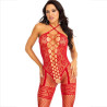 LEG AVENUE - BODYSTOCKING HALTER NA SZYI CZERWONE SERCA CZERWONE