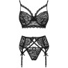LIVCO CORSETTI FASHION - MORIDAM LC 90552 BRA + GARTER BELT + PANTY NEGRO