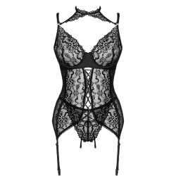 LIVCO CORSETTI FASHION - COLEO GIELLANDRA FOR THE SENSES CORSET + CALCINHA PRETA L/XL