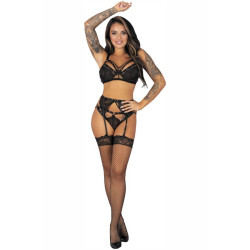 LIVCO CORSETTI FASHION - POJZON LC 90670 BIUSTONOSZ + PAS DO PONCZADÓW + PONCZOCHY + MAJTKI CZARNE L/XL