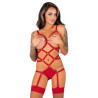 LIVCO CORSETTI FASHION - THIARA LC 20213 KOMPLET CIALO + PONCZOCHY CZERWONY S/M