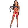 LIVCO CORSETTI FASHION - THIARA LC 20213 KOMPLET CIALO + PONCZOCHY CZERWONY S/M