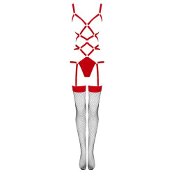 LIVCO CORSETTI FASHION - THIARA LC 20213 KOMPLET CIALO + PONCZOCHY CZERWONY S/M