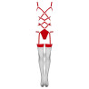 LIVCO CORSETTI FASHION - THIARA LC 20213 KOMPLET CIALO + PONCZOCHY CZERWONY S/M