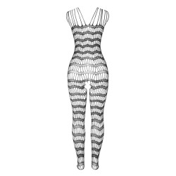 SUBBLIME - 951696 BODYSTOCKING Z DZIANINY RYBACKIEJ Z ODKRYTYM KROKIEM I PASKAMI NA RAMIONACH CZARNY ROZMIAR JEDEN