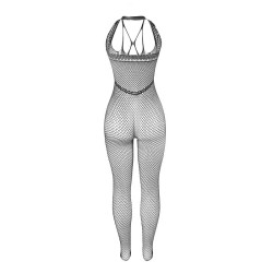 SUBBLIME - 951788 LONG FISHNET BODYSTOCKING WITH STRAPS ON CHEST AND BACK BLACK ONE SIZE