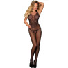 SUBBLIME - 951962 FISHNET CROTCHLESS BODYSTOCKING WITH FLOWER PRINT BLACK ONE SIZE