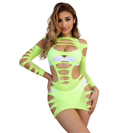 SUBBLIME - 952280 ZIELONE SUKIENKA Z D?UGIM R?KAWEM I ELASTYCZN? SIATK? RYBACK? ROZMIAR JEDNORAZOWY