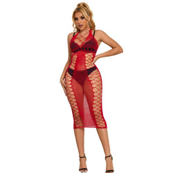 SUBBLIME - 952327 D?UGA CZERWONA RYBACKA SUKIENKA ROZMIAR JEDEN