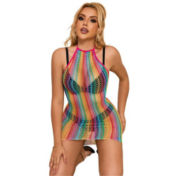 SUBBLIME - 952341 RAINBOW FISHNET SUKIENKA ROZMIAR JEDEN