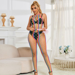 SUBBLIME - 952358 VESTITO A RETE CON COLLO ALTO ARCOBALENO TAGLIA UNICA