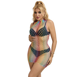 SUBBLIME - 952433 RAINBOW SUKIENKA Z WYSOKIM KO?NIERZEM I SIATK? RYBACK? ROZMIAR JEDEN