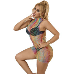SUBBLIME - 952433 RAINBOW SUKIENKA Z WYSOKIM KO?NIERZEM I SIATK? RYBACK? ROZMIAR JEDEN