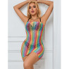 SUBBLIME - 952457 RAINBOW OFF SHOULDER SLEEVELESS FISHNET DRESS ONE SIZE