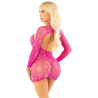 LEG AVENUE - MINI ABITO IN RETE CON STAMPA A CUORE ROSA TAGLIA UNICA