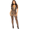LEG AVENUE - SIATKOWE BODYSTOCKING BEZ KROKU CZARNE JEDEN ROZMIAR