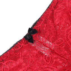 SUBBLIME - 953898 SILK AND LACE NIGHTGOWN + PANTIES RED S/M