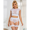 SUBBLIME - 954031 BIUSTONOSZ + MAJTKI Z PASKIEM DO POŃCZOSZEK BIAŁY S/M