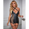 SUBBLIME - 954444 SEXY MESH DRESS LEATHER BLACK S/M