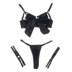 SUBBLIME - 955205 ENSEMBLE SOUTIEN-GORGE AVEC NŒUD NOIR RÉGLABLE L/XL