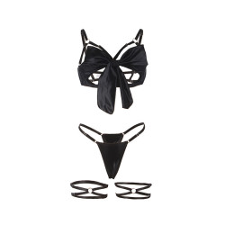SUBBLIME - 955205 ENSEMBLE SOUTIEN-GORGE AVEC NŒUD NOIR RÉGLABLE L/XL