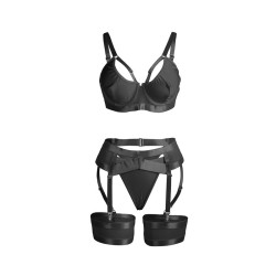 SUBBLIME - 955243 CZARNY BIUSTONOSZ BONDAGE Z KOMPLETEM POŃCZOCH L/XL